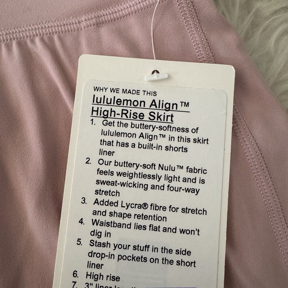 Lululemon Align High Rise Skirt Skort Shorts Women’s Size 6 Pink Haze NWT $78 - Picture 6 of 12